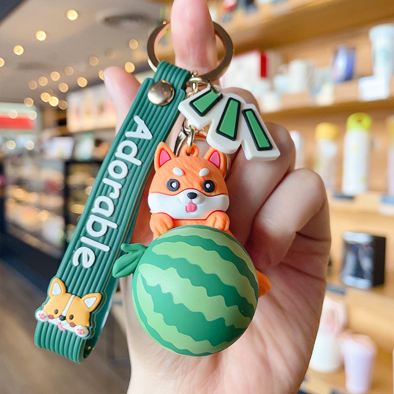 Wholesale Cute Watermelon Shiba Inu PVC Keychain
